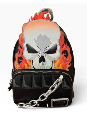 Loungefly Marvel Ghost Rider Glow in the Dark Cosplay Mini Backpack Skeleton NWT